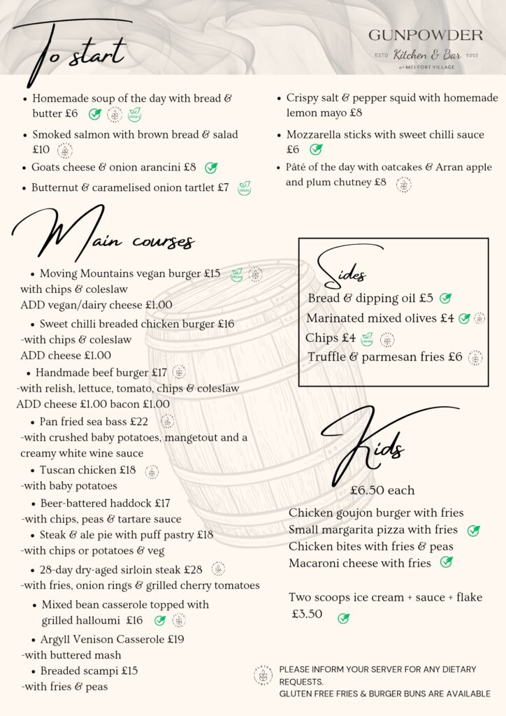 Gunpowder Kitchen Menu Nov 2025